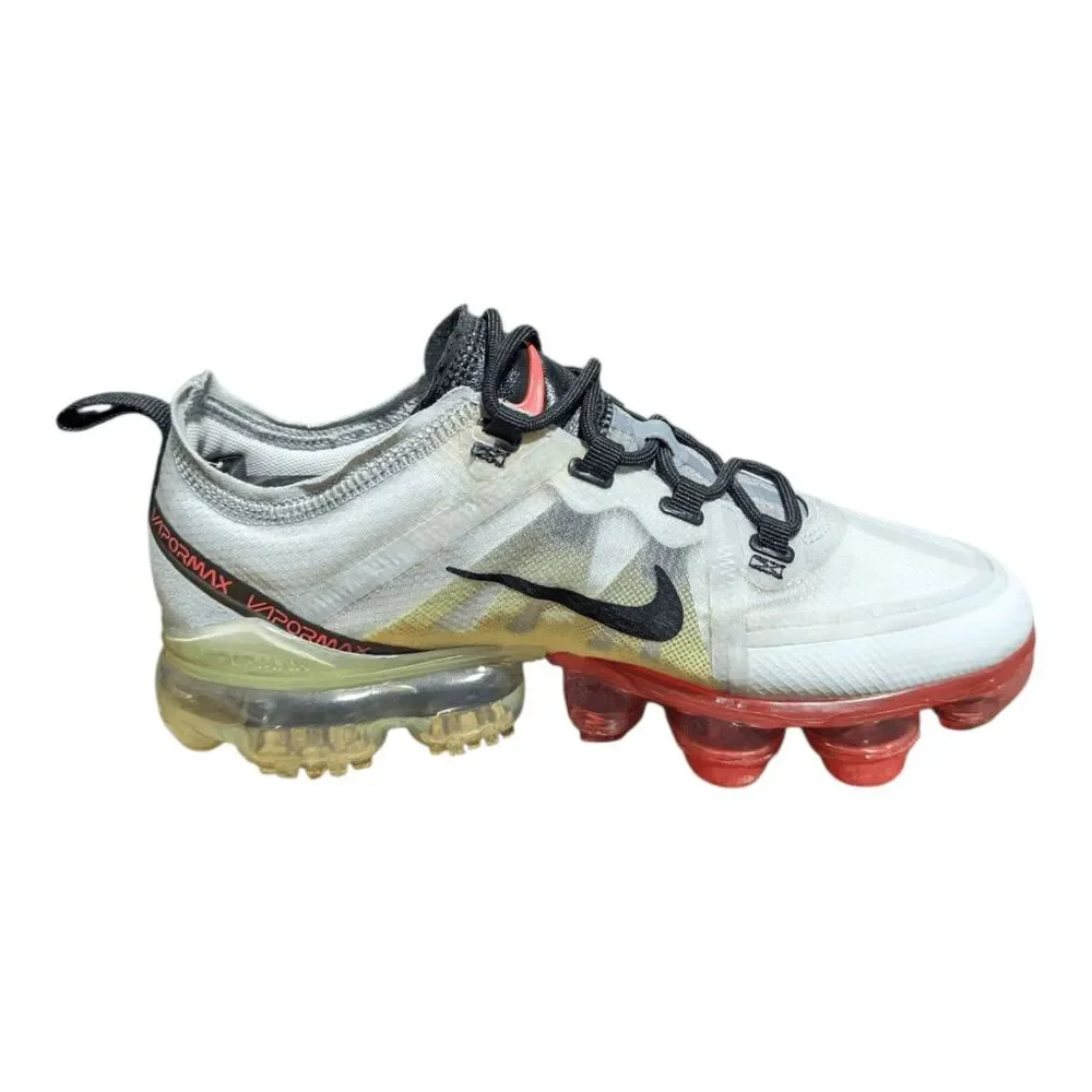 NIKE Air VaporMax 2019 'Pure Platinum Volt Crimson' Running Shoes Size 7
